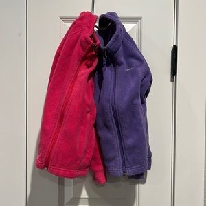 Fleece Columbia zip up jackets 4T pink and purple bundle